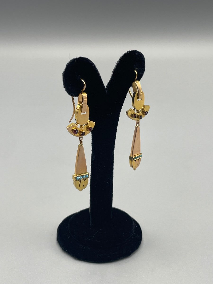Lovely Pair Of Art Deco Gold Earrings-photo-2