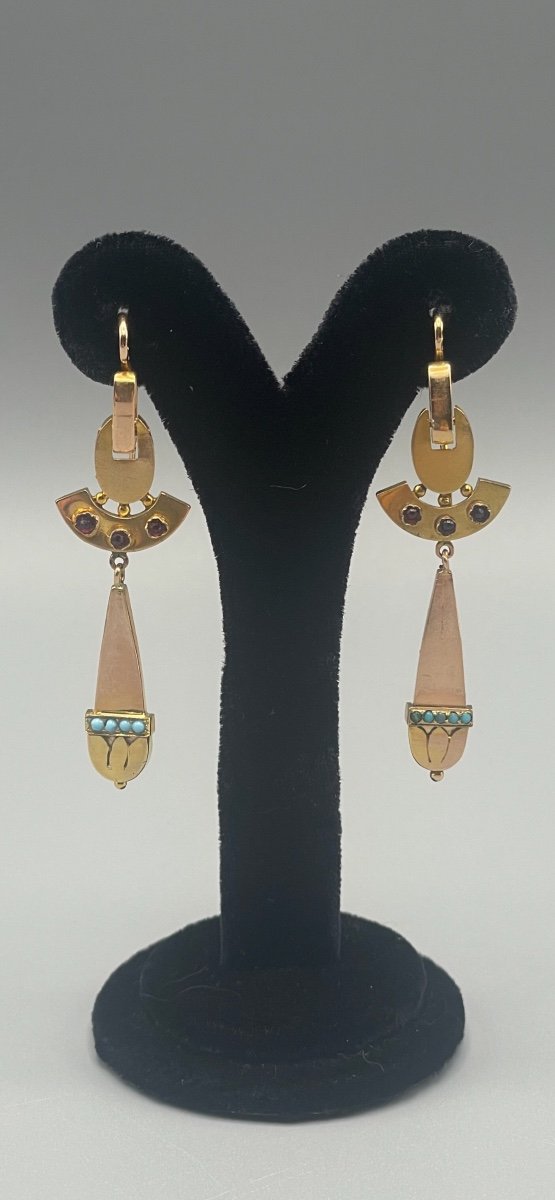 Lovely Pair Of Art Deco Gold Earrings-photo-4