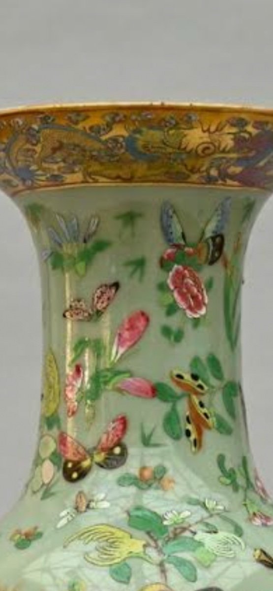 Vase Aux Papillons XIX Siècle -photo-3