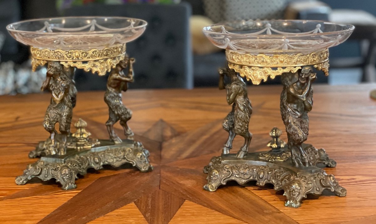 Paire De Milieu De Table En Bronze à Double Patine XIX Siècle 