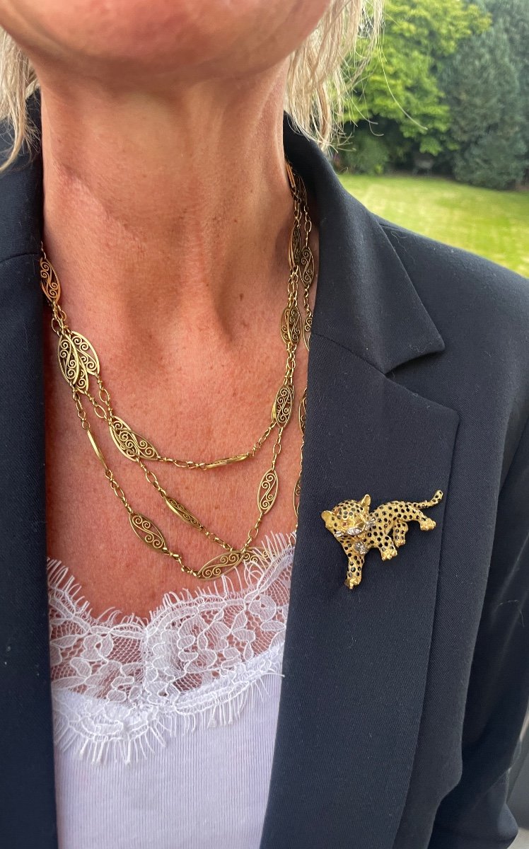 Broche Léopard En Or 18 Kt -photo-4