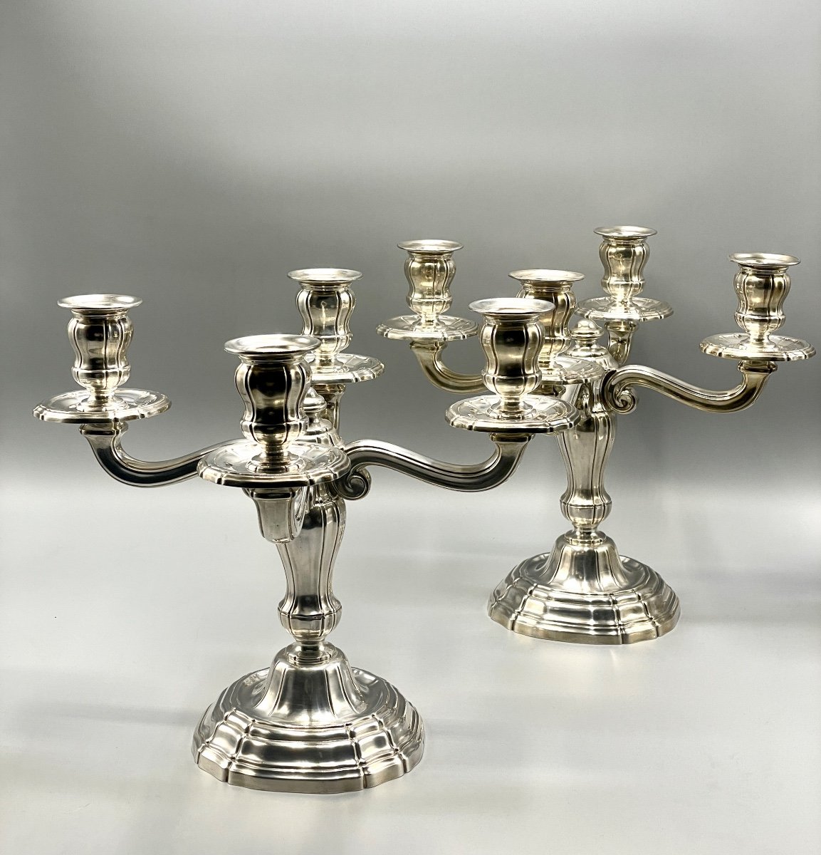 Paire De Candélabre XIX Siècle En Argent Massif « henin&compagnie