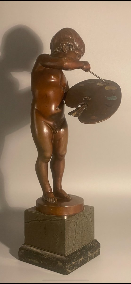 Bronze Sculpture “the Young Artist Painter” Albert Caassmann-photo-2