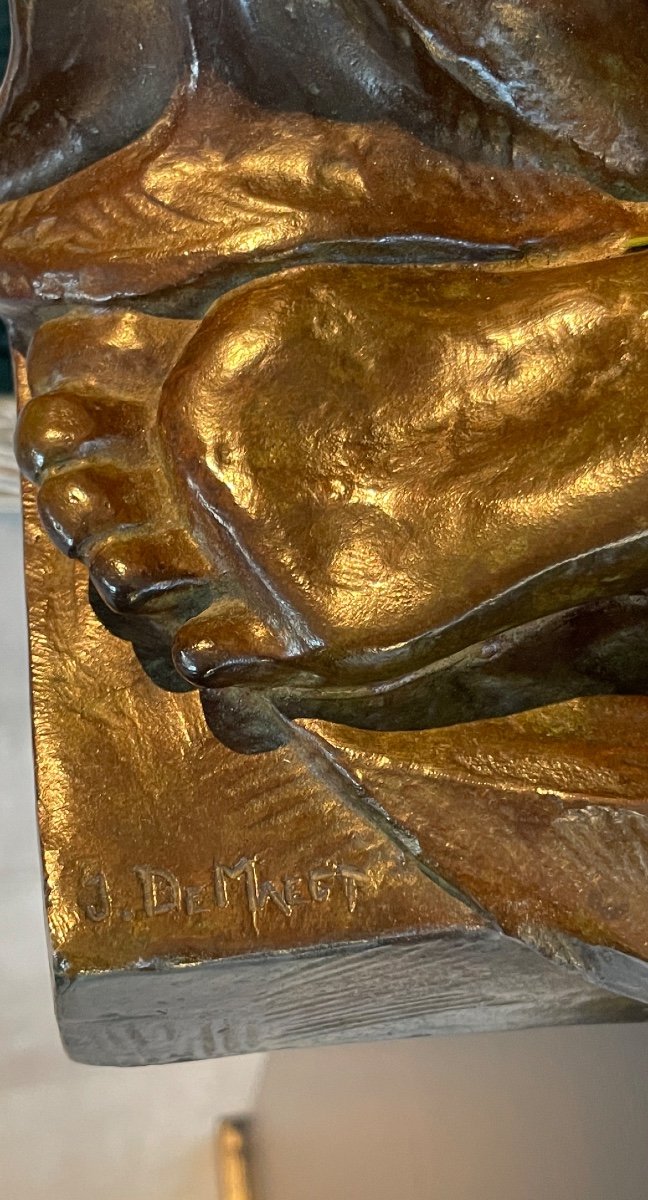 Sculpture En Bronze  «  Nu Agenouillé » Johan De Maegt -photo-1