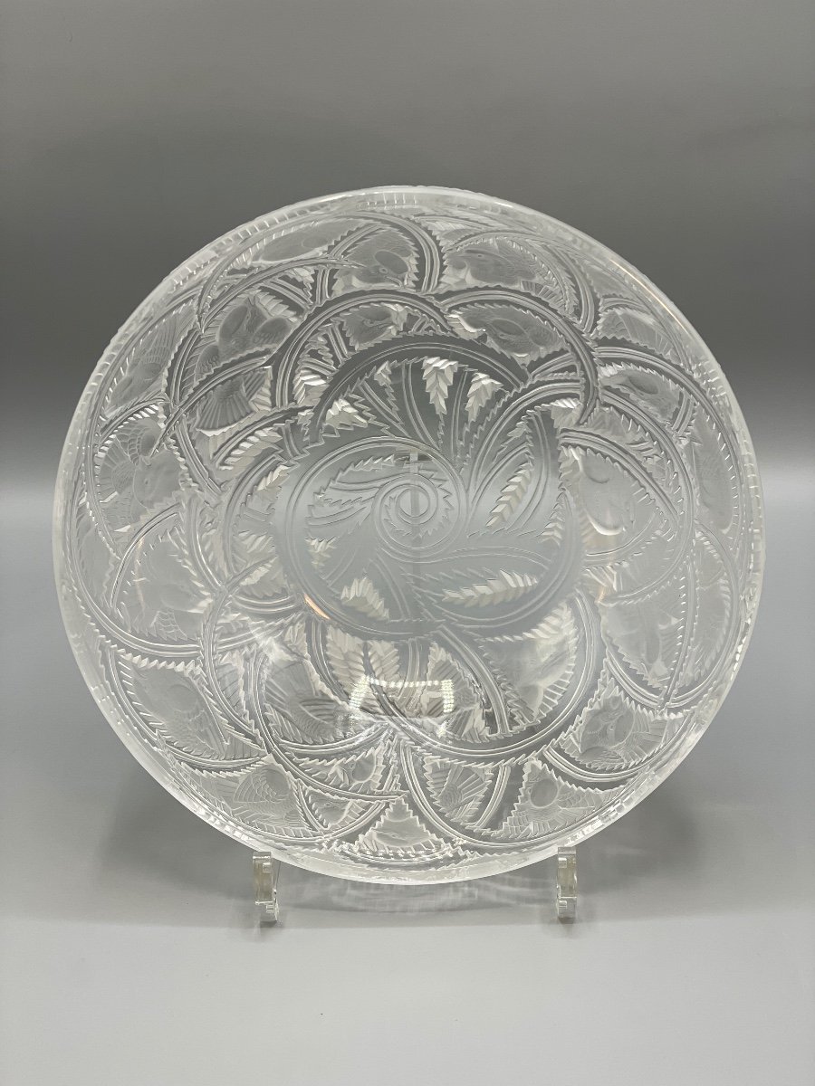 Large Lalique France Crystal Bowl “finches”-photo-4