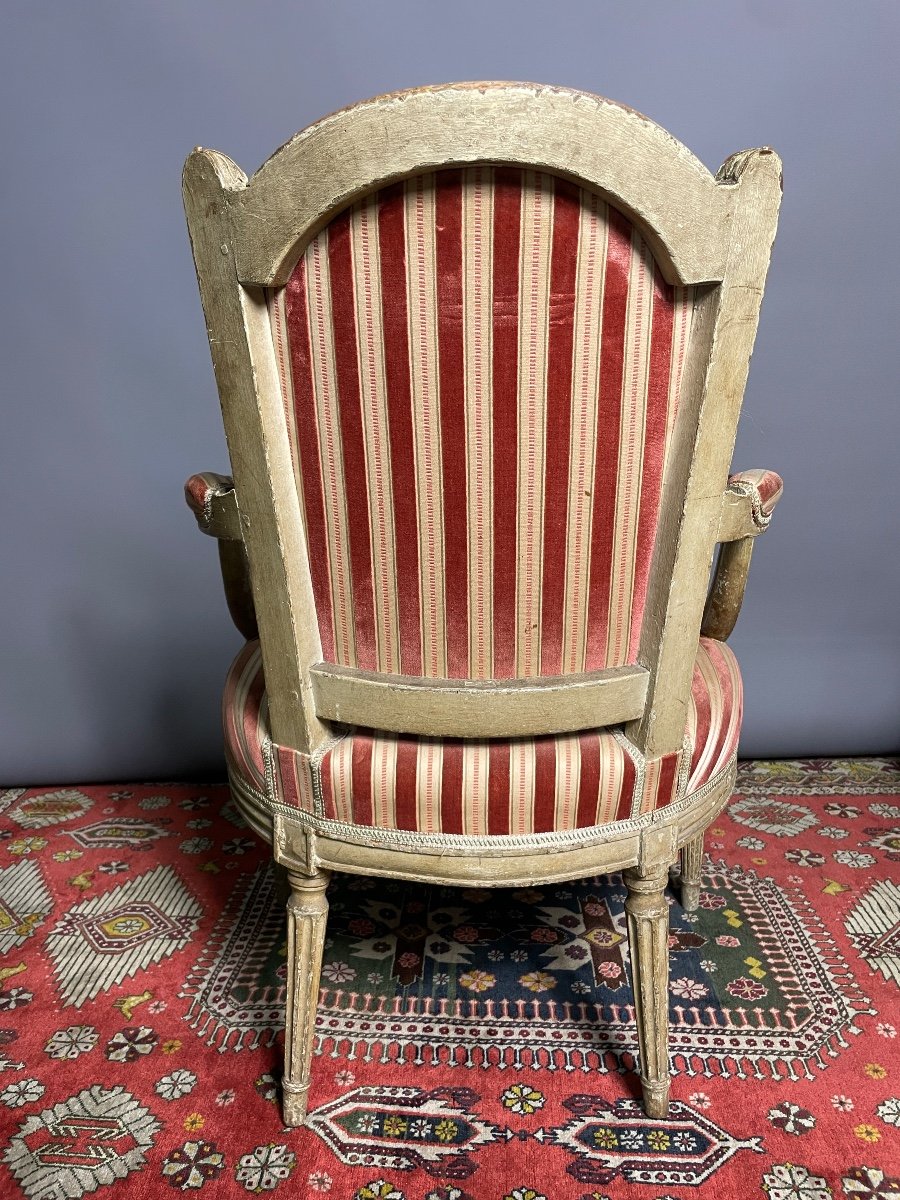 Pair Of Lacquered Louisxvi Period Cabriolet Armchair -photo-4