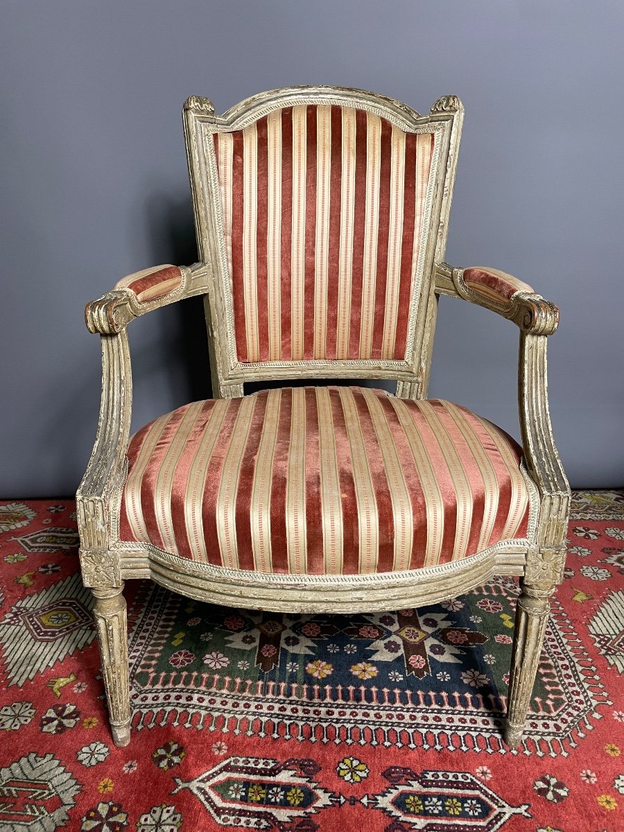 Pair Of Lacquered Louisxvi Period Cabriolet Armchair -photo-4