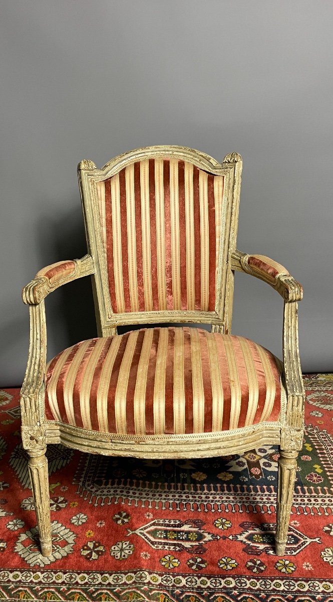 Pair Of Lacquered Louisxvi Period Cabriolet Armchair -photo-8