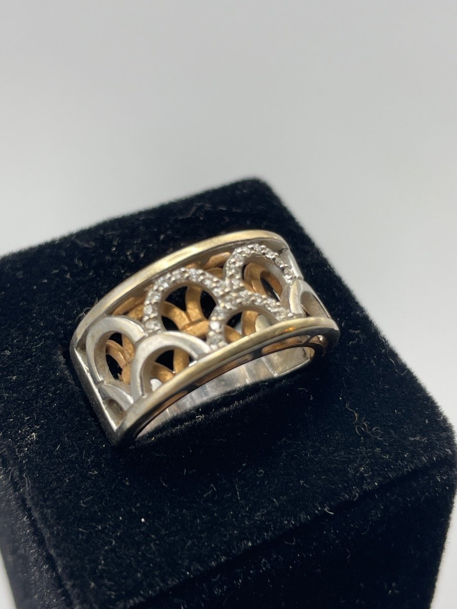 Bague En Or 18kt Bicolore Sertie De Brillant