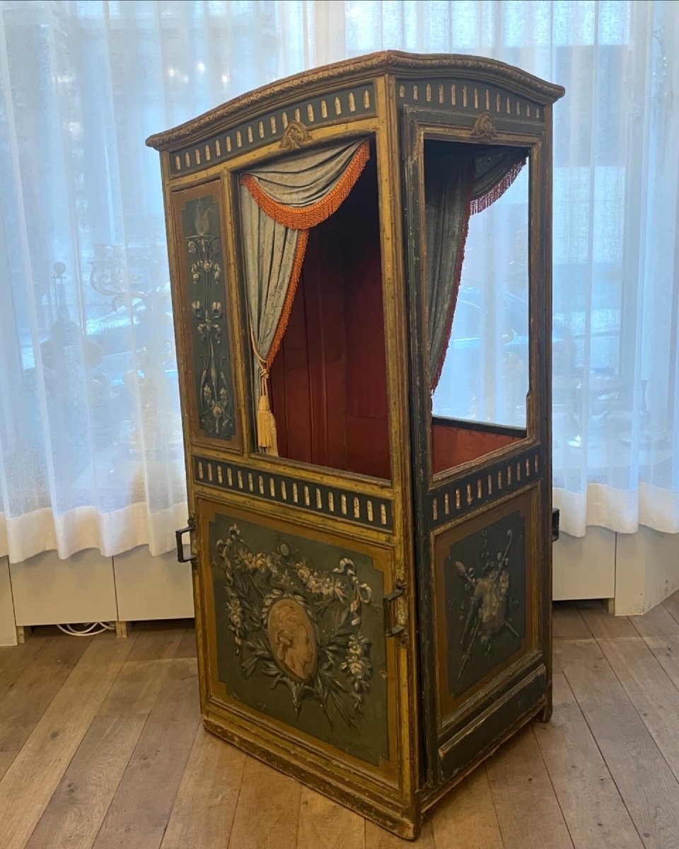 Louisxvi Period Porter Chair Painting On Grisaille Canvas -photo-1