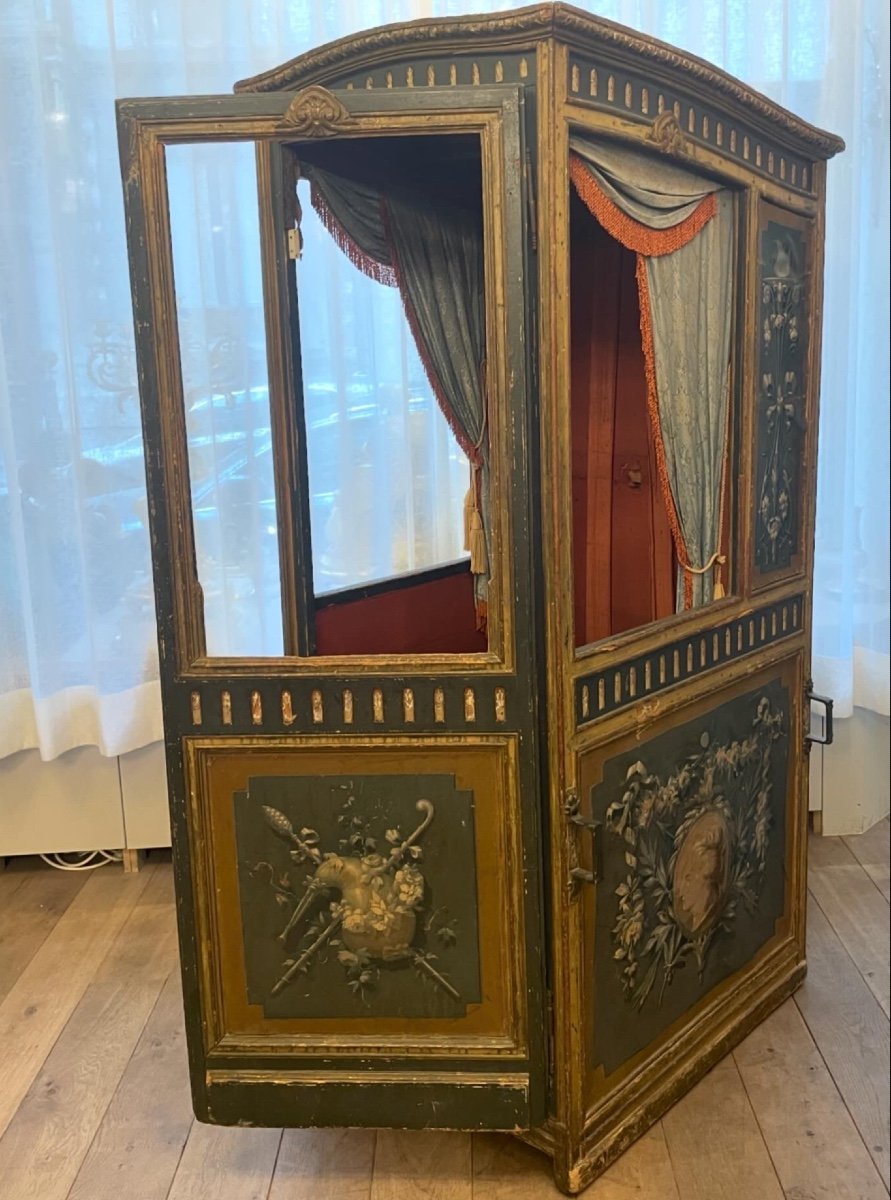 Louisxvi Period Porter Chair Painting On Grisaille Canvas -photo-2