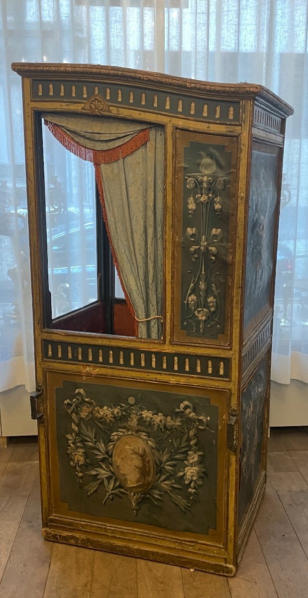 Louisxvi Period Porter Chair Painting On Grisaille Canvas -photo-4