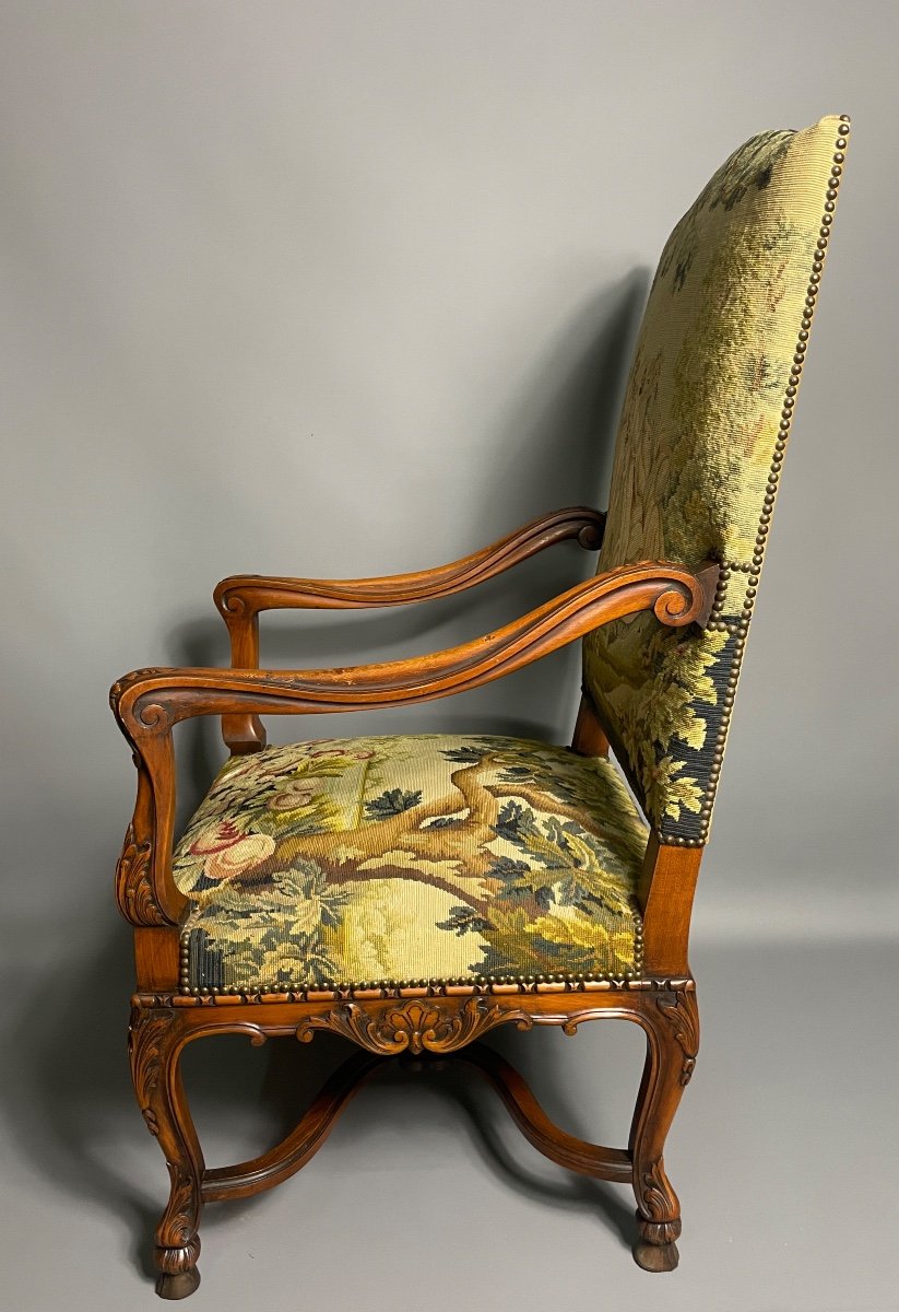 Louis XIV Style Armchair Covered With A Tapestry With Small Polychrome Dots-photo-1