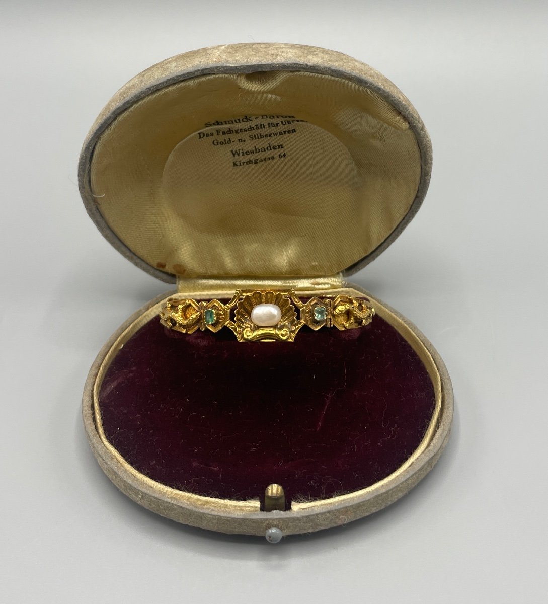 Napoleon III Period Bracelet Gold, Emerald, Pearls-photo-1