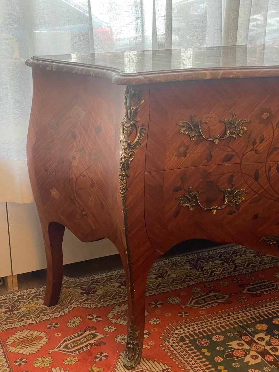 Louis XV Style Galbeet Commode Rosewood And Flower Marquetry-photo-2