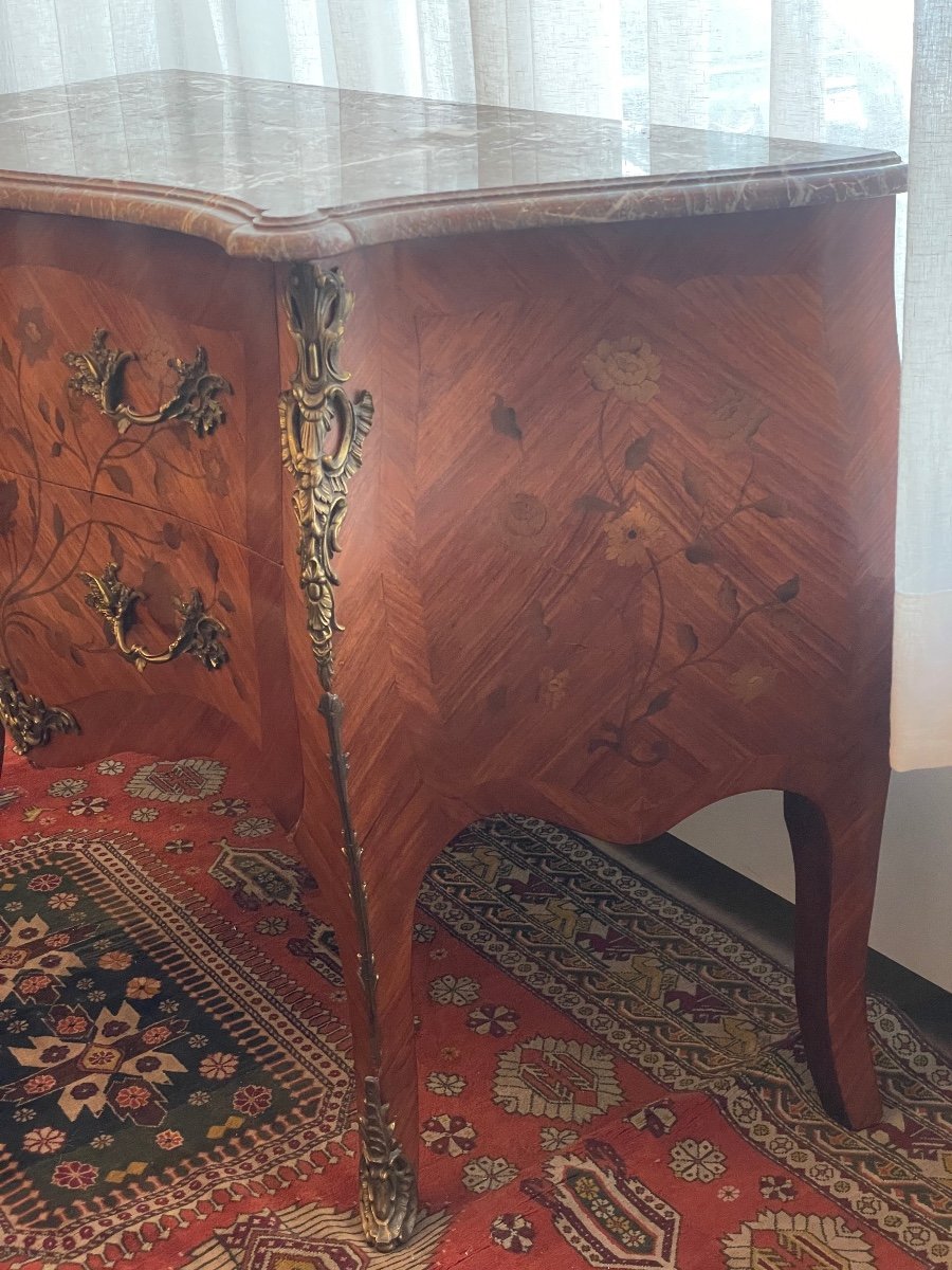 Louis XV Style Galbeet Commode Rosewood And Flower Marquetry-photo-3