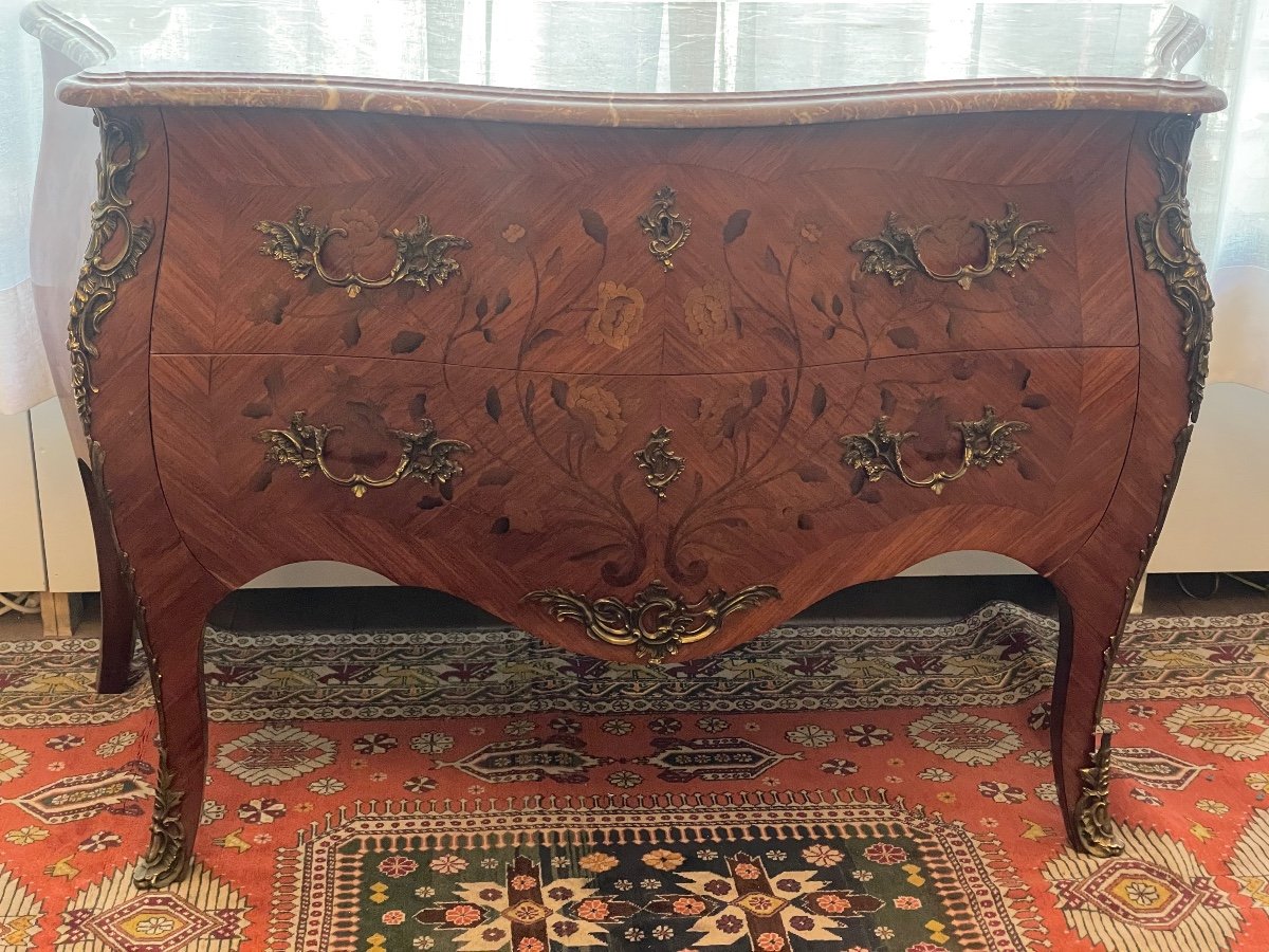 Louis XV Style Galbeet Commode Rosewood And Flower Marquetry-photo-4