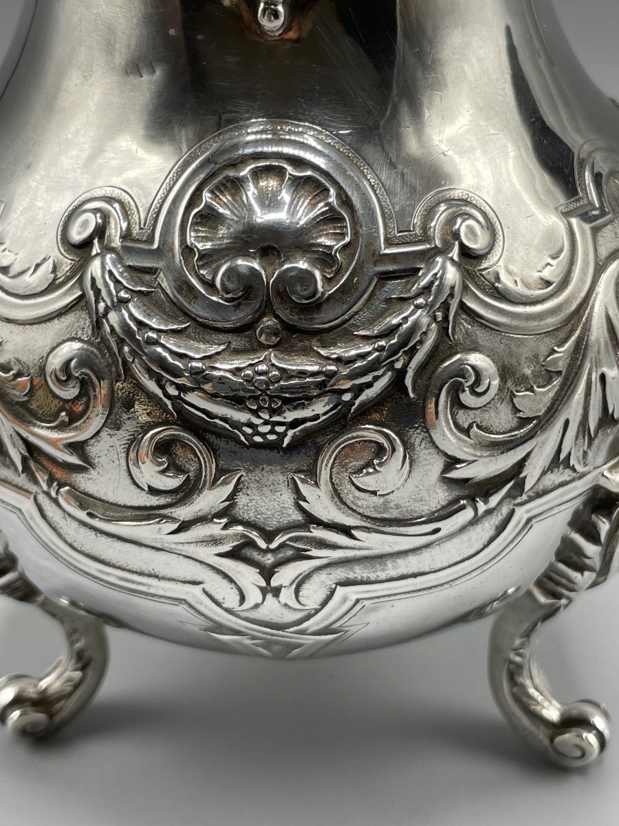 French Chocolate Maker Sterling Silver Mascarons Decor, Léon Lapar-photo-3