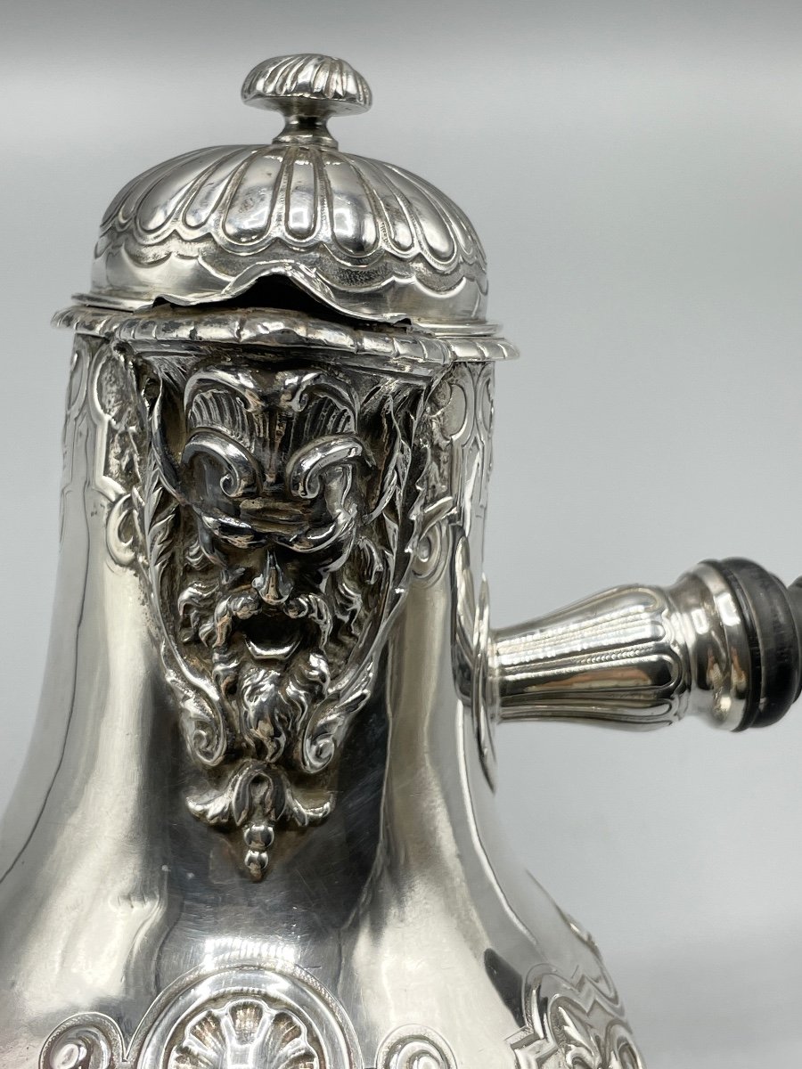 French Chocolate Maker Sterling Silver Mascarons Decor, Léon Lapar-photo-8