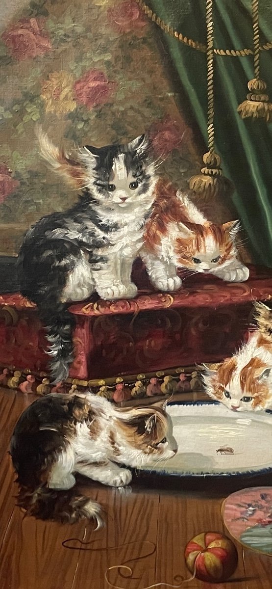 Tableau « les Chatons Et L’inspectes » Brunel De Neuville-photo-1
