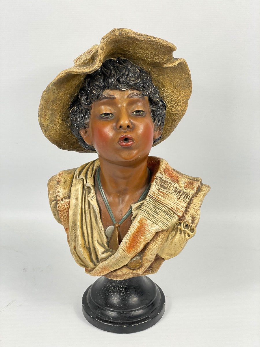 Young Man In Hat Polychrome Sculpture -photo-4