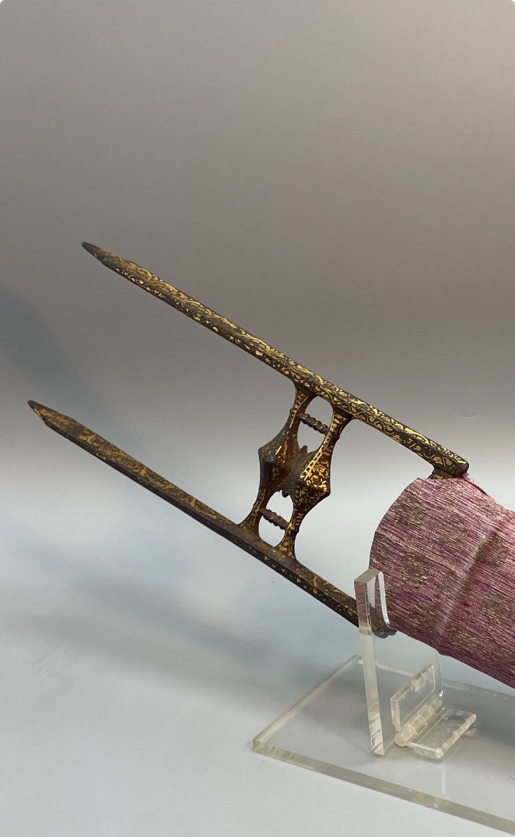 Katar En Acier Damasquiné D’or XVIII Siècle -photo-2