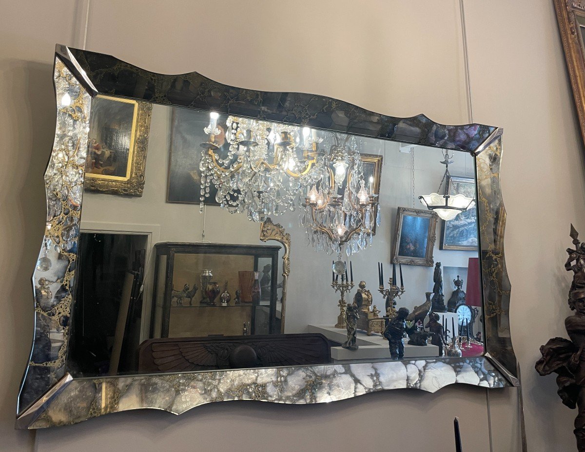 Large  Mirror Marble Effect Circa 1960