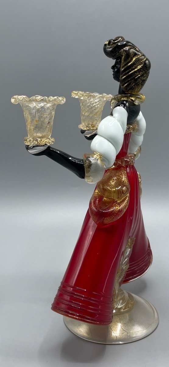 Bougeoir Double En Verre Soufflé Murano -photo-3