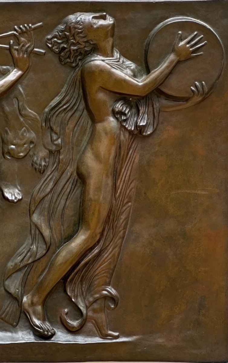 Large Bronze Bas Relief “dyonysus”-photo-4