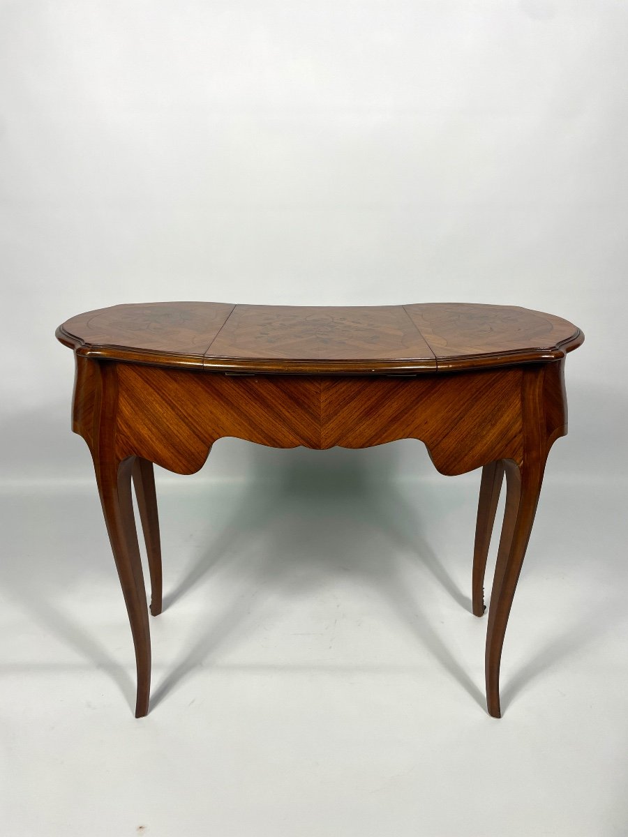 Coiffeuse Rognon, Bois De Rose Et Marqueterie De Fleurs-photo-3