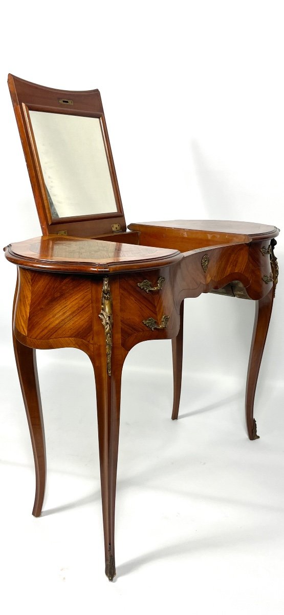 Coiffeuse Rognon, Bois De Rose Et Marqueterie De Fleurs-photo-7