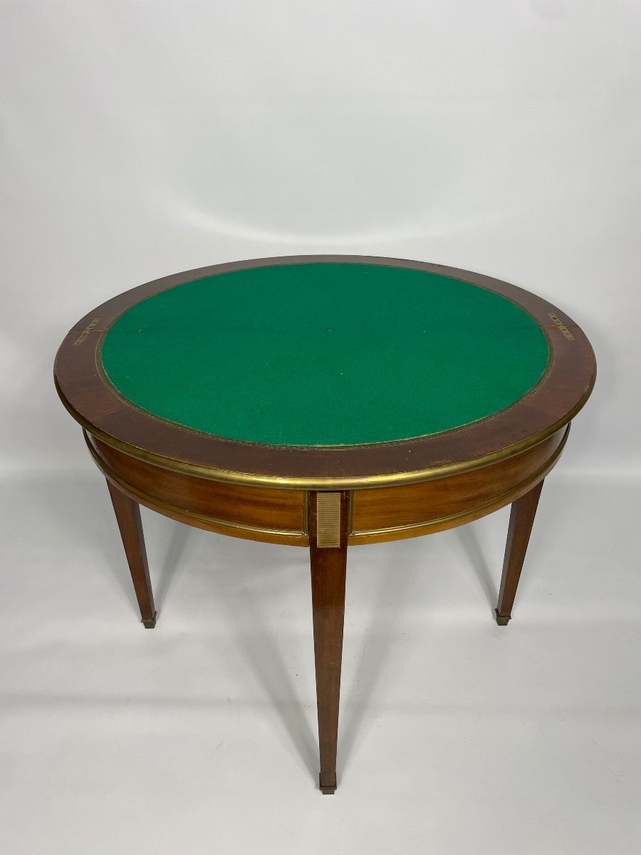 Table à Jeu Deux Demi-lune De Style Louis XVI-photo-3