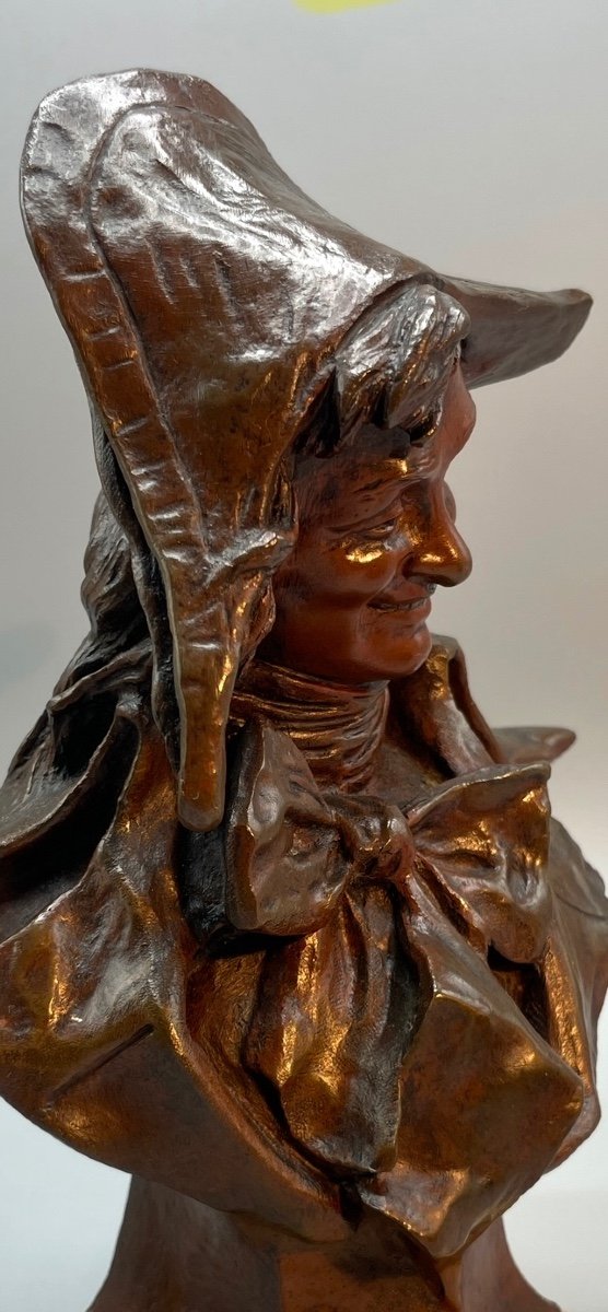 Man With Bicorn, Georges Van Der Straeten Bronze Sculpture 19th Century -photo-3