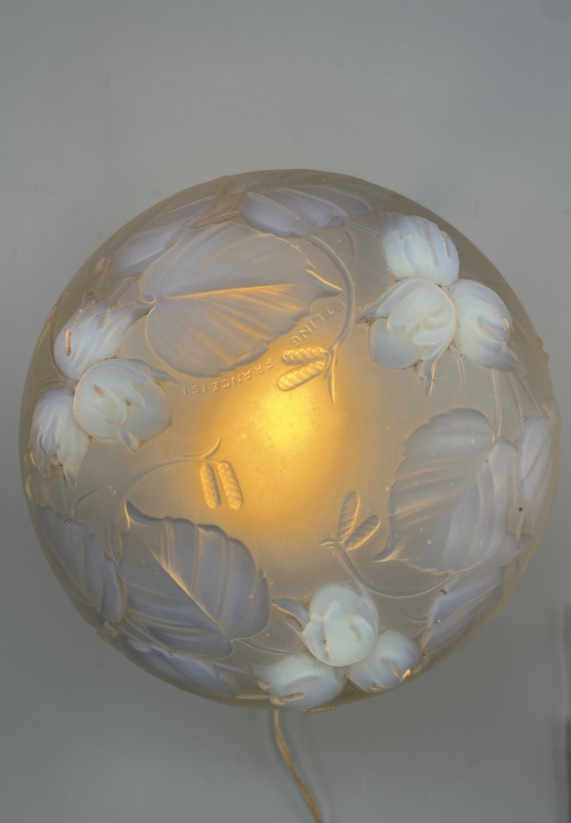 Lampe à poser Art Déco verre opalescent Edmond Etling France-photo-2