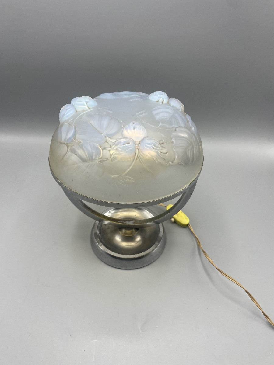 Lampe à poser Art Déco verre opalescent Edmond Etling France-photo-5