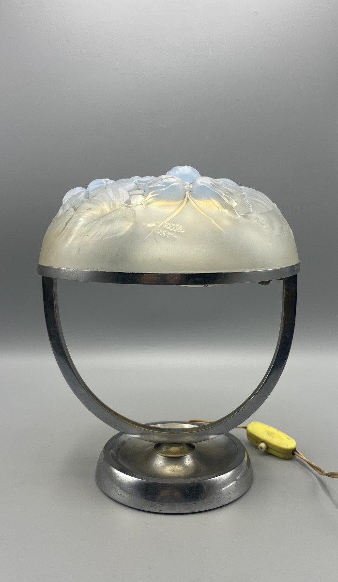 Lampe à poser Art Déco verre opalescent Edmond Etling France