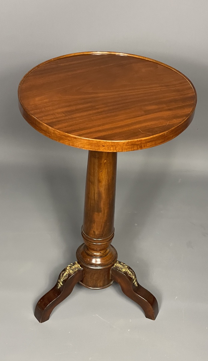 Empire Period Pedestal Table In Mahogany Wood -photo-2