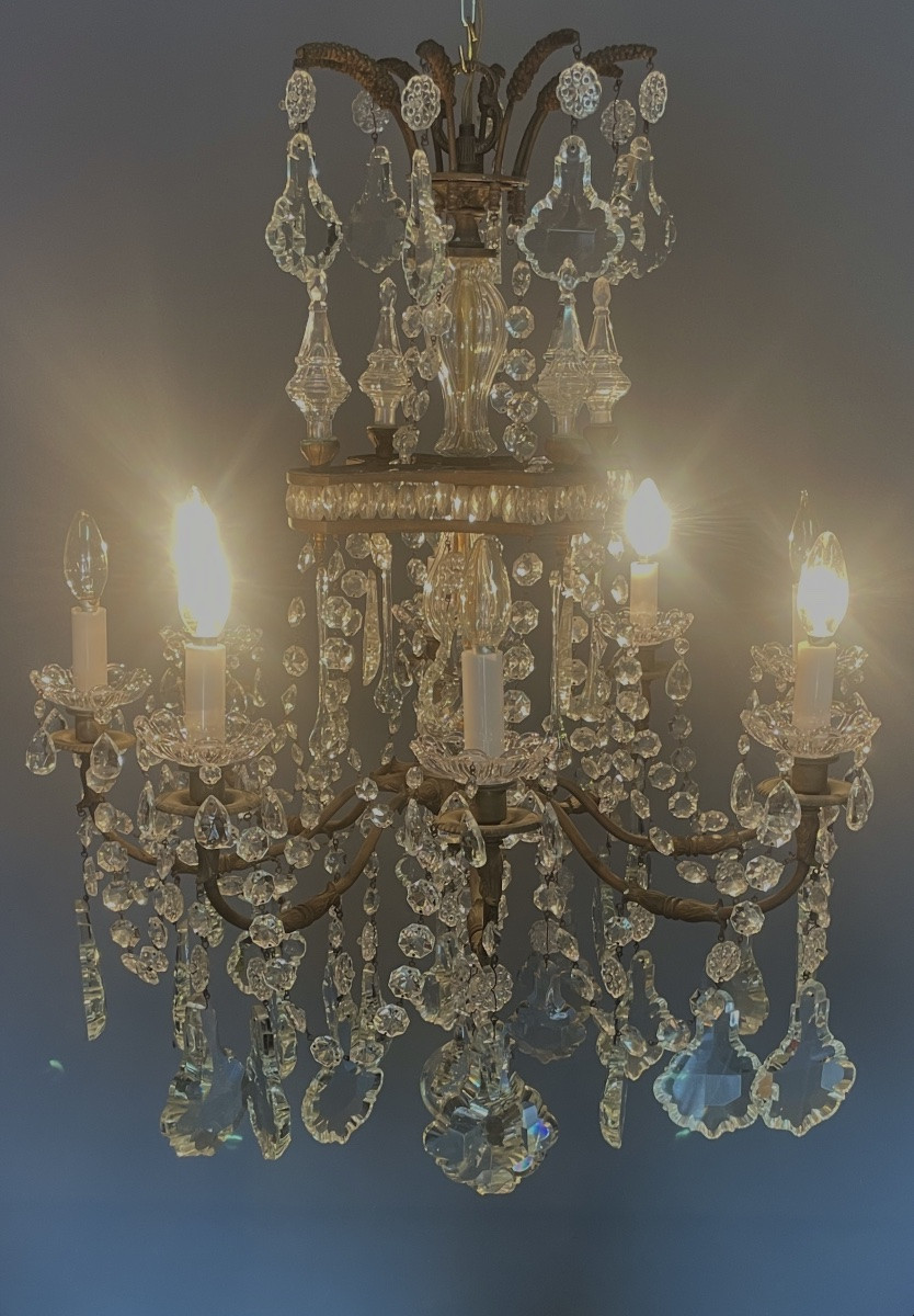 Louis XV Crystal Cage Chandelier With 8 Light Arms-photo-2