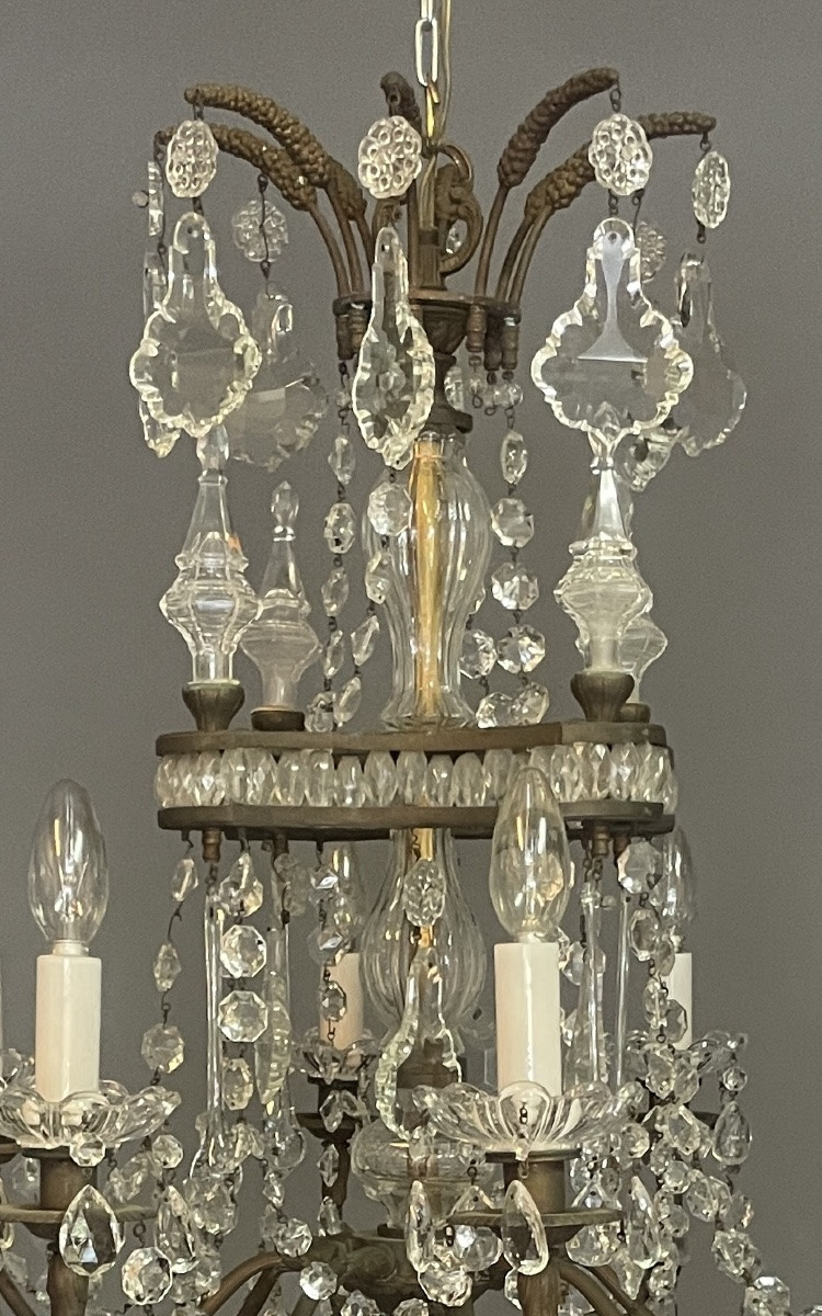 Louis XV Crystal Cage Chandelier With 8 Light Arms-photo-3