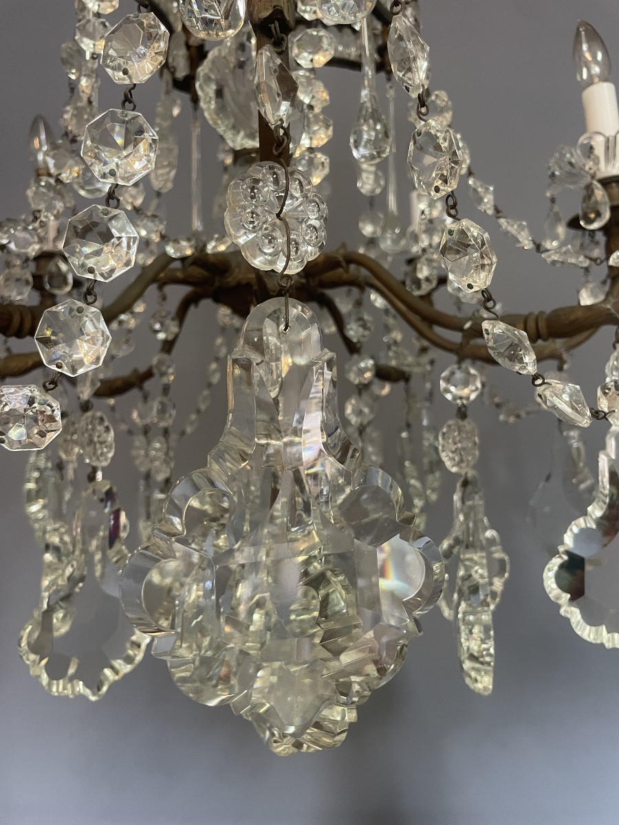 Louis XV Crystal Cage Chandelier With 8 Light Arms-photo-4