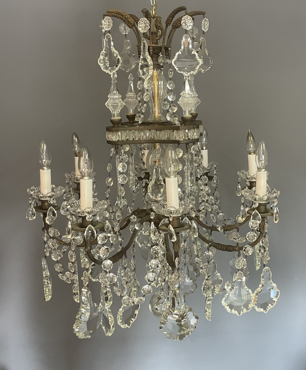 Louis XV Crystal Cage Chandelier With 8 Light Arms-photo-4