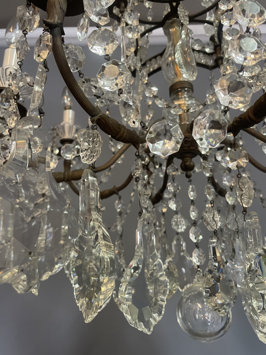 Louis XV Crystal Cage Chandelier With 8 Light Arms-photo-5