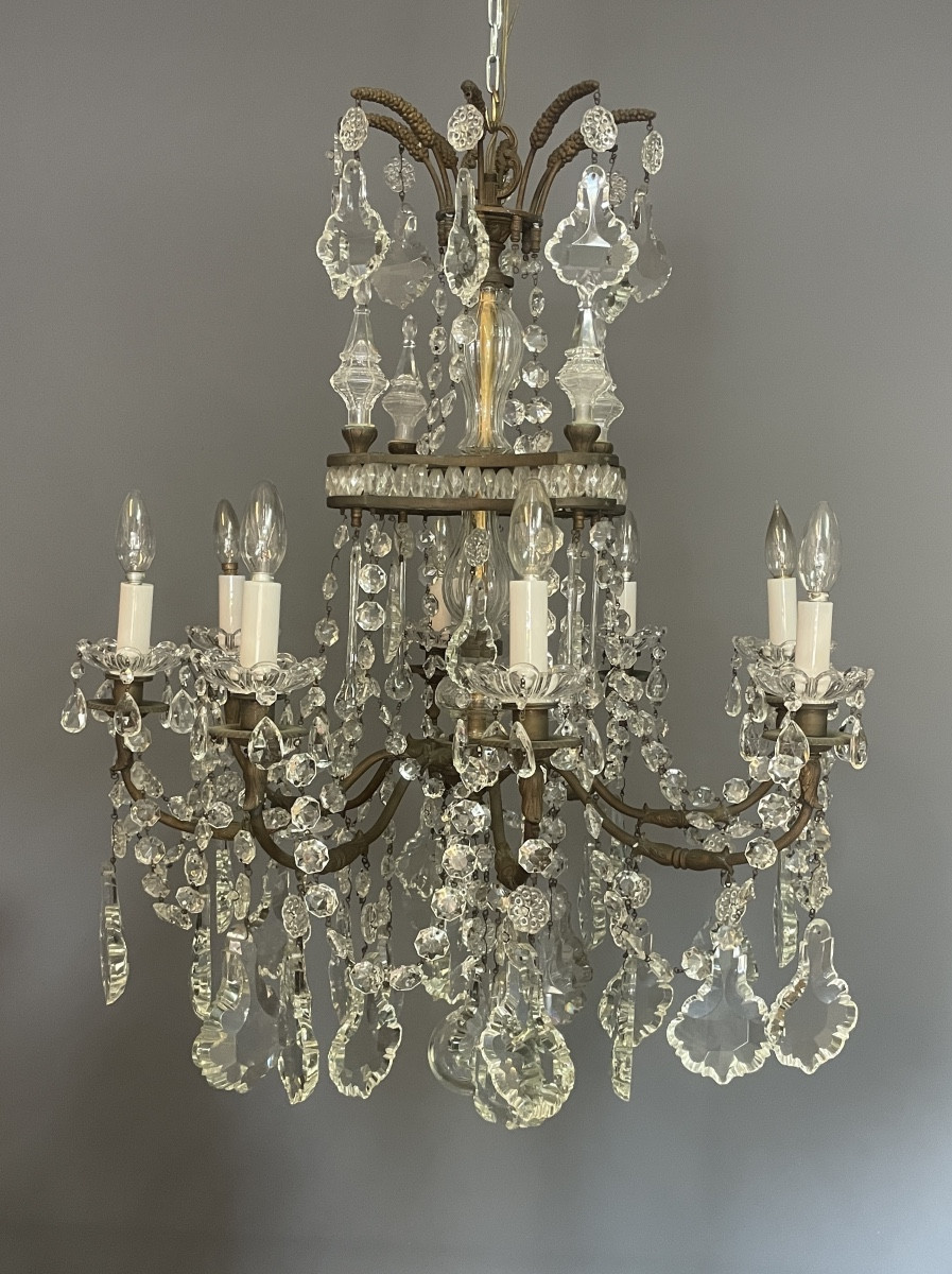 Louis XV Crystal Cage Chandelier With 8 Light Arms
