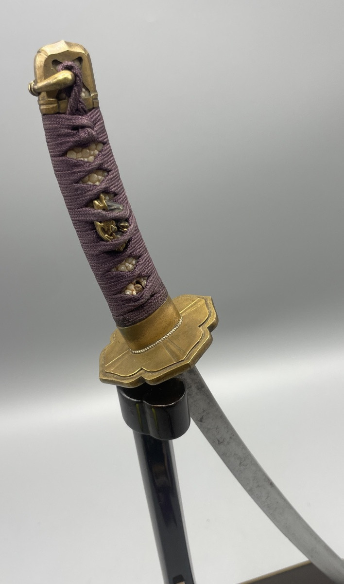 Katana japonais miniature avec son support et sa boîte d’origine -photo-4