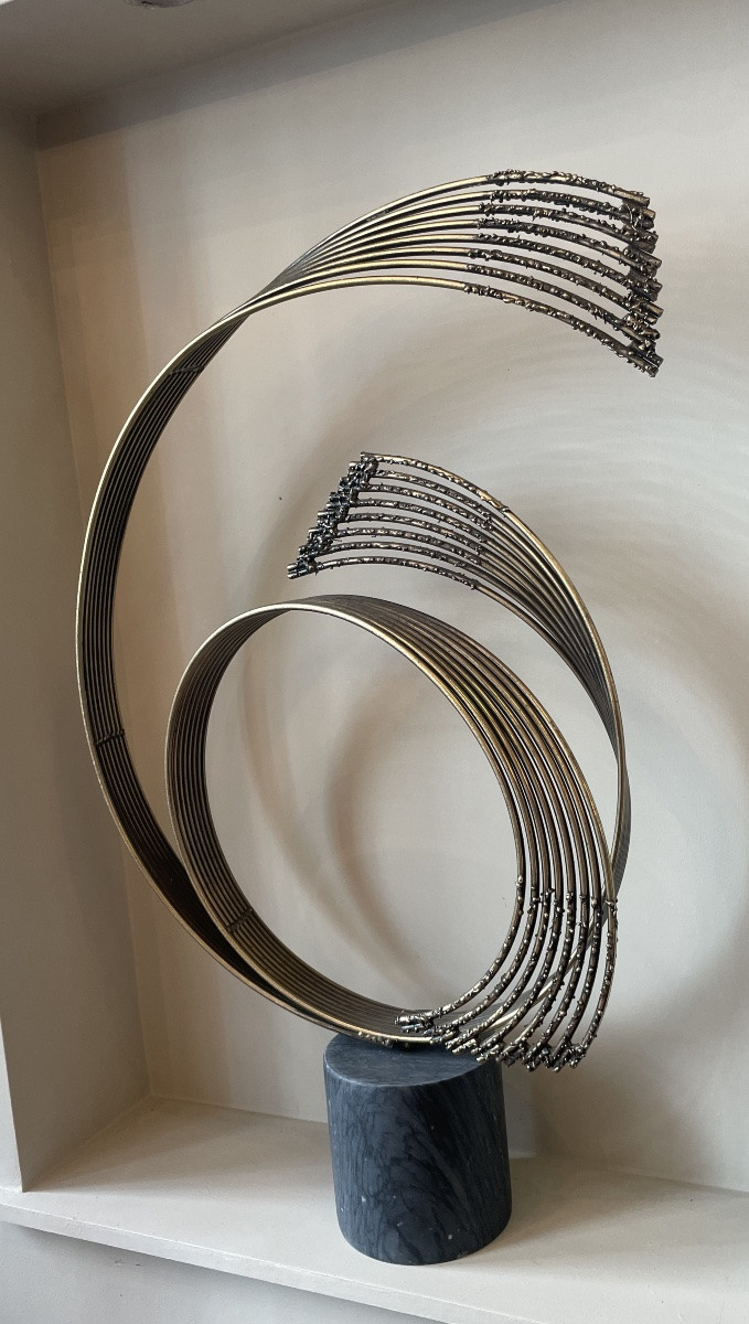 Sculpture « Windswept » en acier poli par Curtis Jere-photo-7