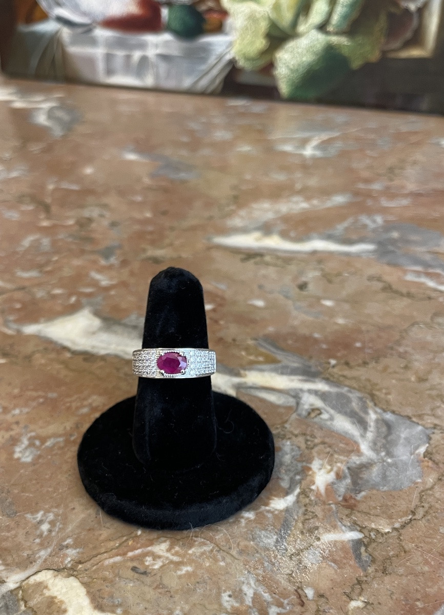 White Gold Ring With Rubies And Diamonds-photo-5