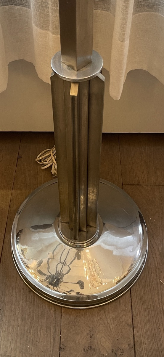 Lampadaire Art Déco en métal chromé –  De Coene Frères -photo-3