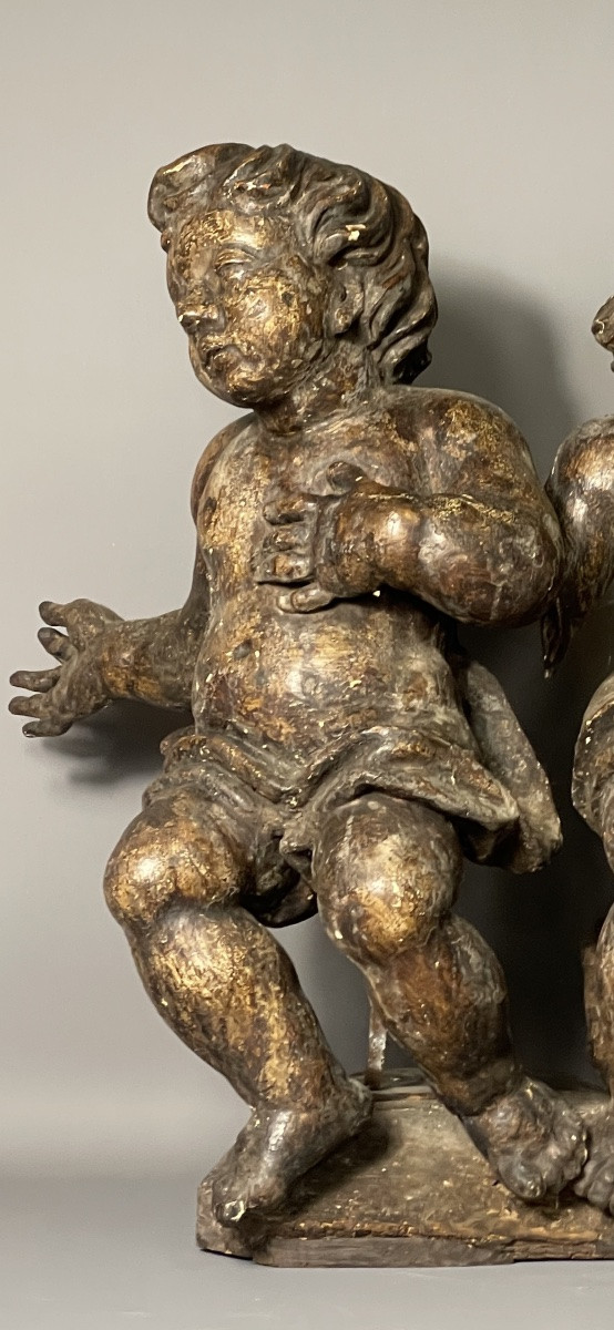 Putti, angelots en bois sculpté époque Baroque -photo-2