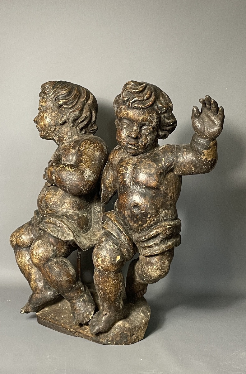 Putti, angelots en bois sculpté époque Baroque -photo-4
