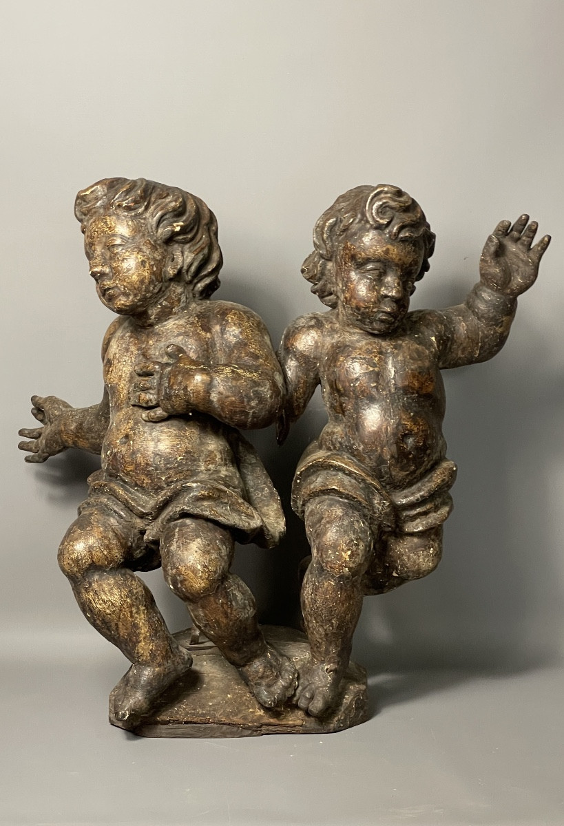 Putti, angelots en bois sculpté époque Baroque 